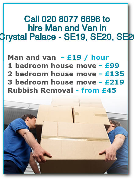 Man & Van Prices for London, Crystal Palace